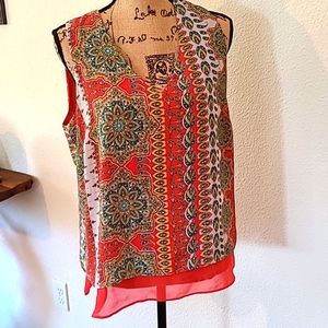 Rose + Olive mandala print tank top